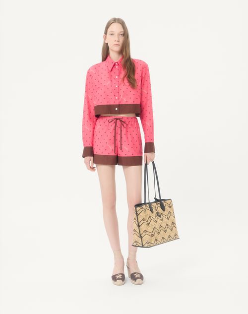 Valentino - Starry Signature Muslin Shorts - Coral/chocolate - Woman - Trousers And Shorts